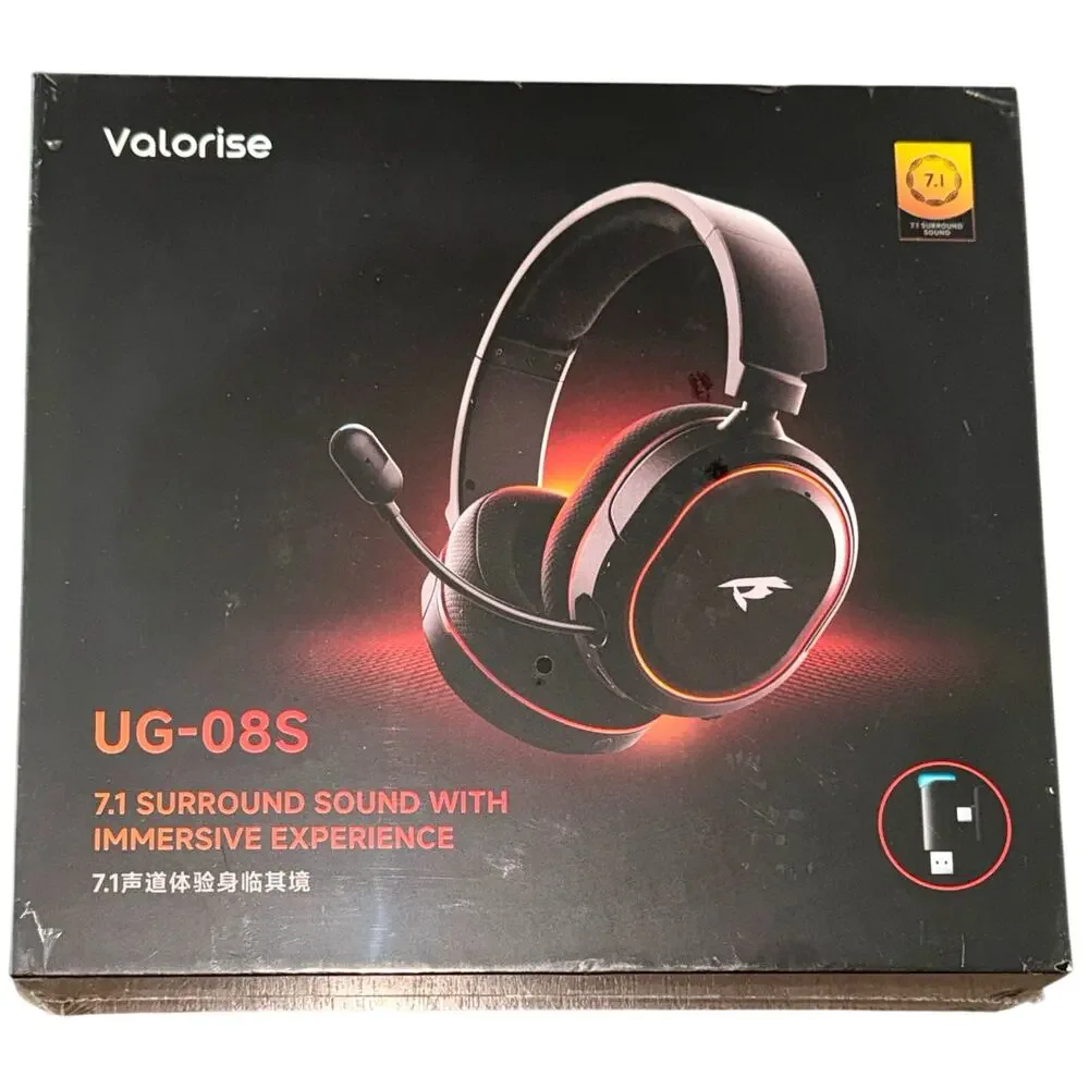 Valorise UG‑08S Wireless Gaming Headset 7.1 Surround Sound 100H Battery ENC Mic